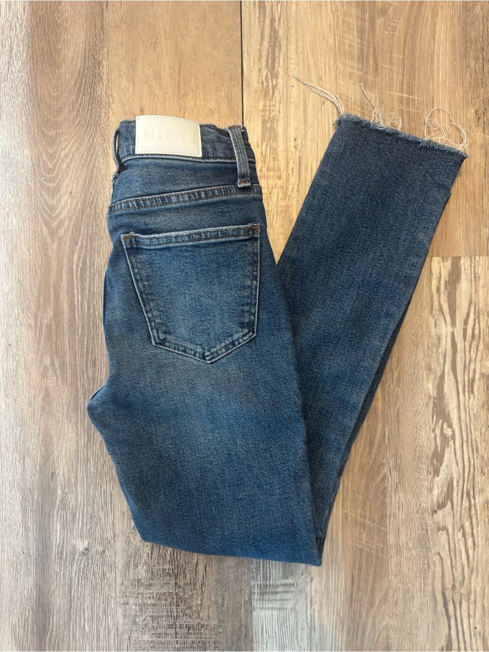 Pistola High Rise Skinny Jeans Size 24 Medium Wash Distressed Raw Hem Read Desc.